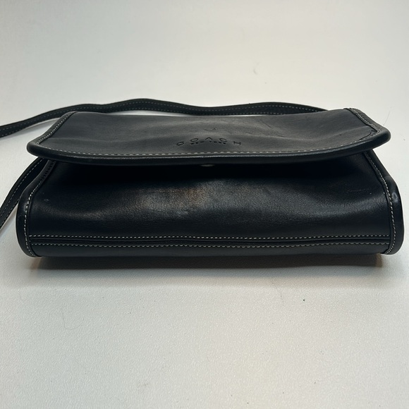 COACH 9140 Martini Flap, Vintage From 1999, Blk Leather With White Stitching USA - Picture 6 of 10